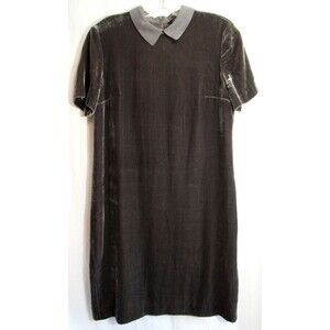 Armani Exchange Gray Velvet Silk Collar Back Zip Knee Length Dress Size XS EUC